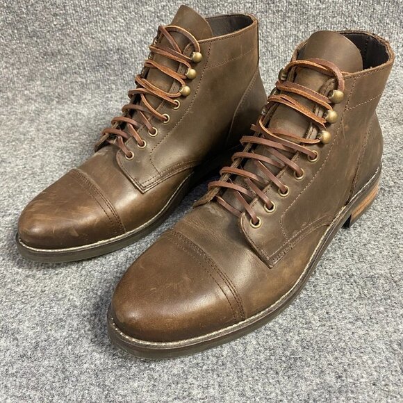 Rhodes Dean Boots 11 Brown Leather Speed Lace Dark Nubuck Made in Portugal - Picture 1 of 10